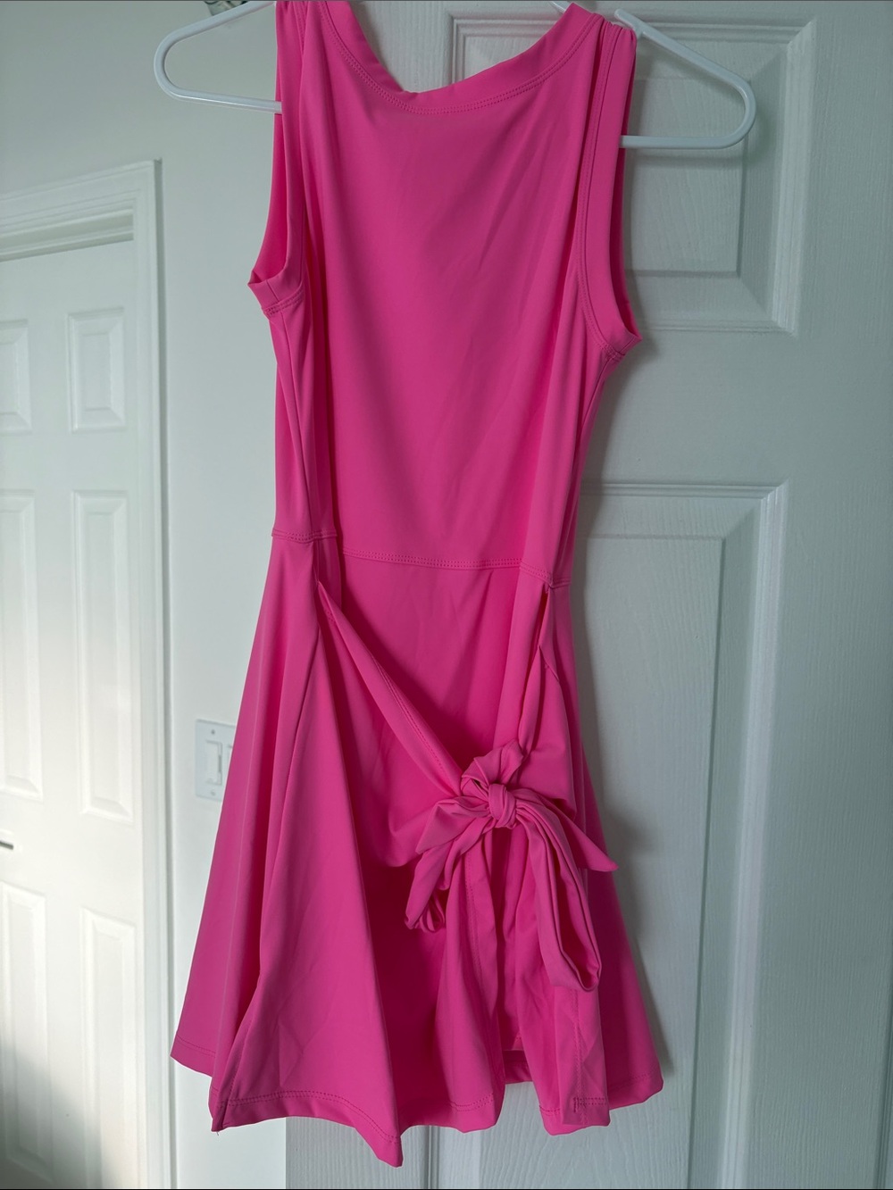 Sleeveless Hot Pink Tie-Waist Mini Dress